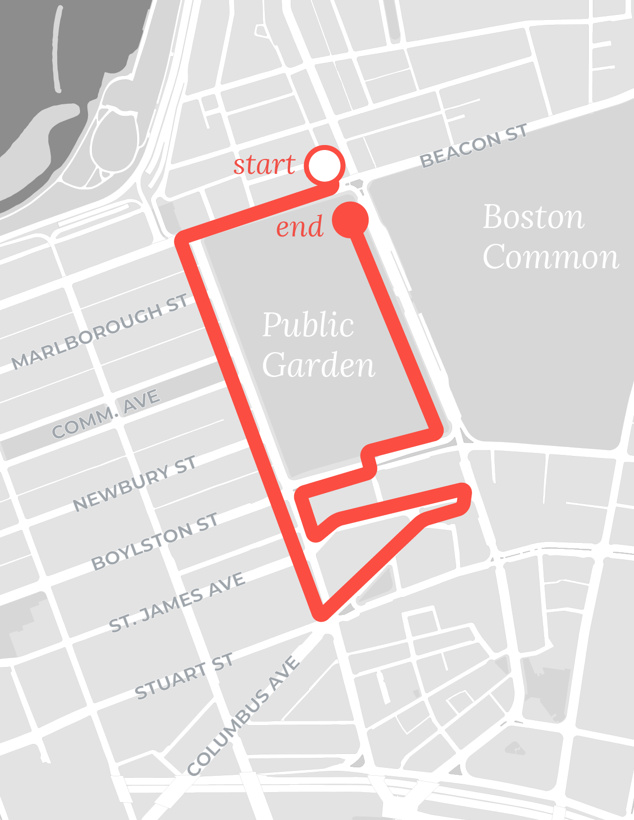 Back Bay walk route map