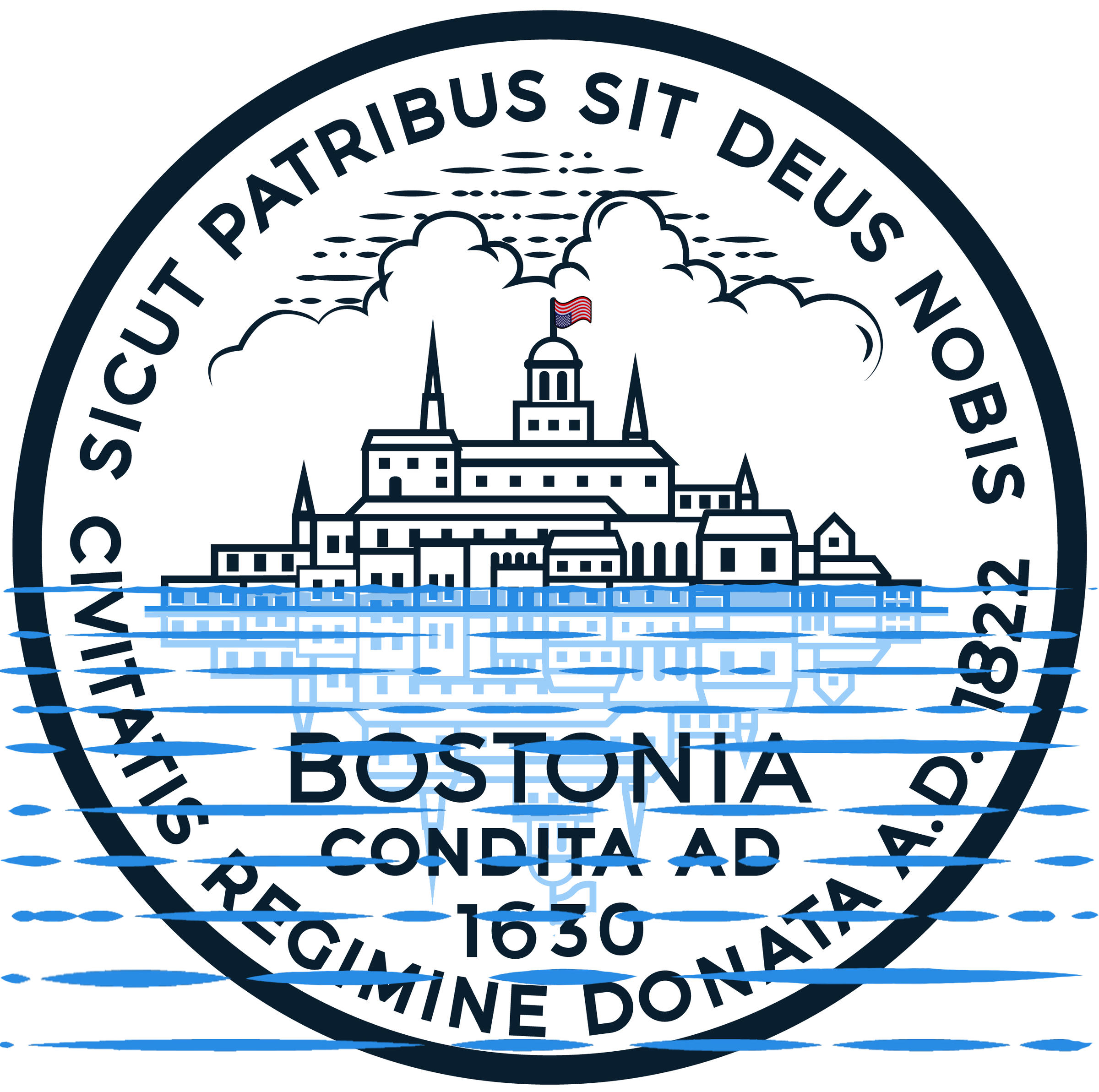 City Seal of Boston with Sea Level Rise by Erin Genia