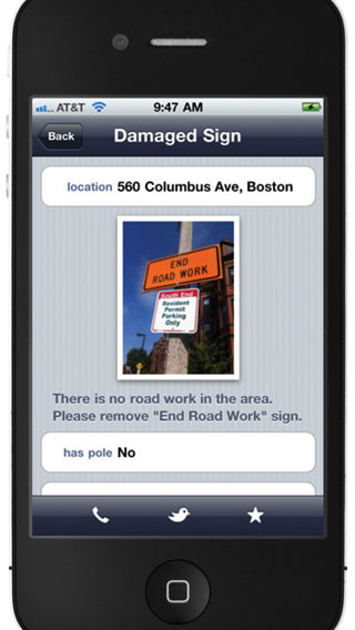 Image for a view of the city of boston's old citizens connect app