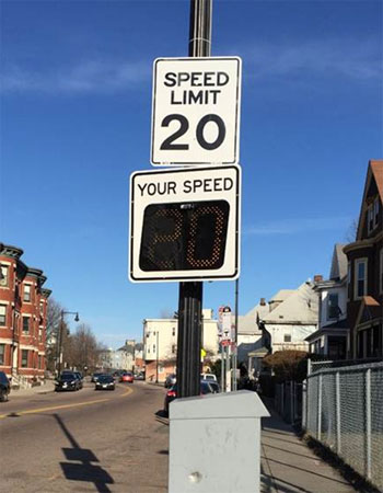 Image for a speed feedback sign on a city street