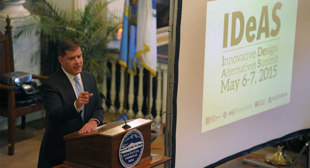 Image for mayor walsh made the announcement at the innovative design alternatives summit (ideas) at faneuil hall 