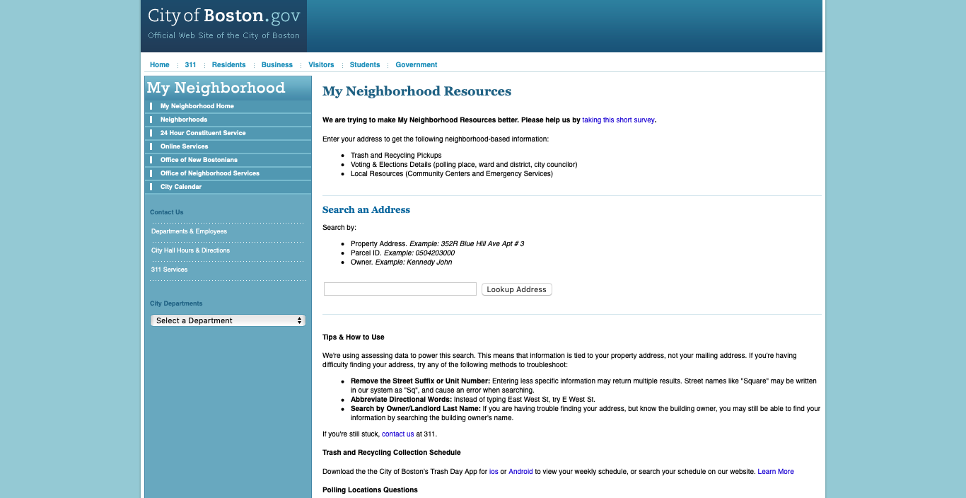 Image for a look at the my neighborhood resources tool 