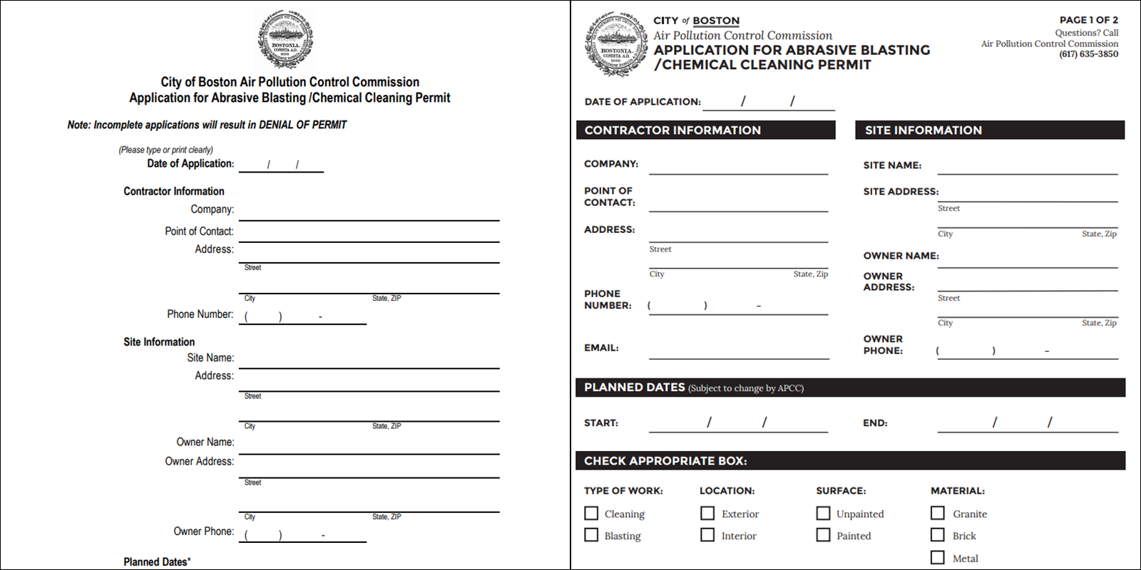 Image for  chemical cleaning permit, before (left) and after (right) 