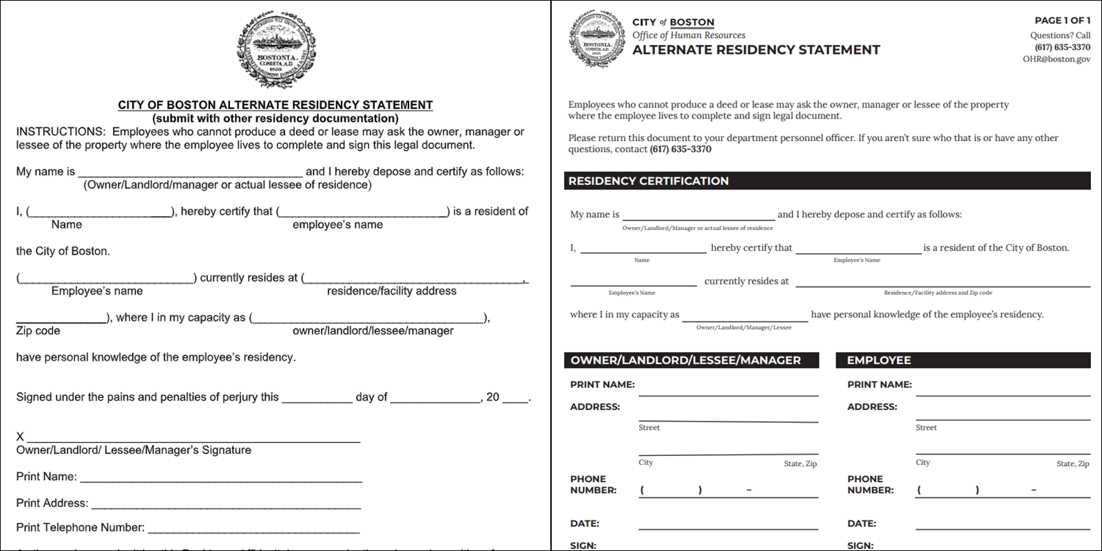 Image for the application for an alternate residency statement, before (left) and after (right) 
