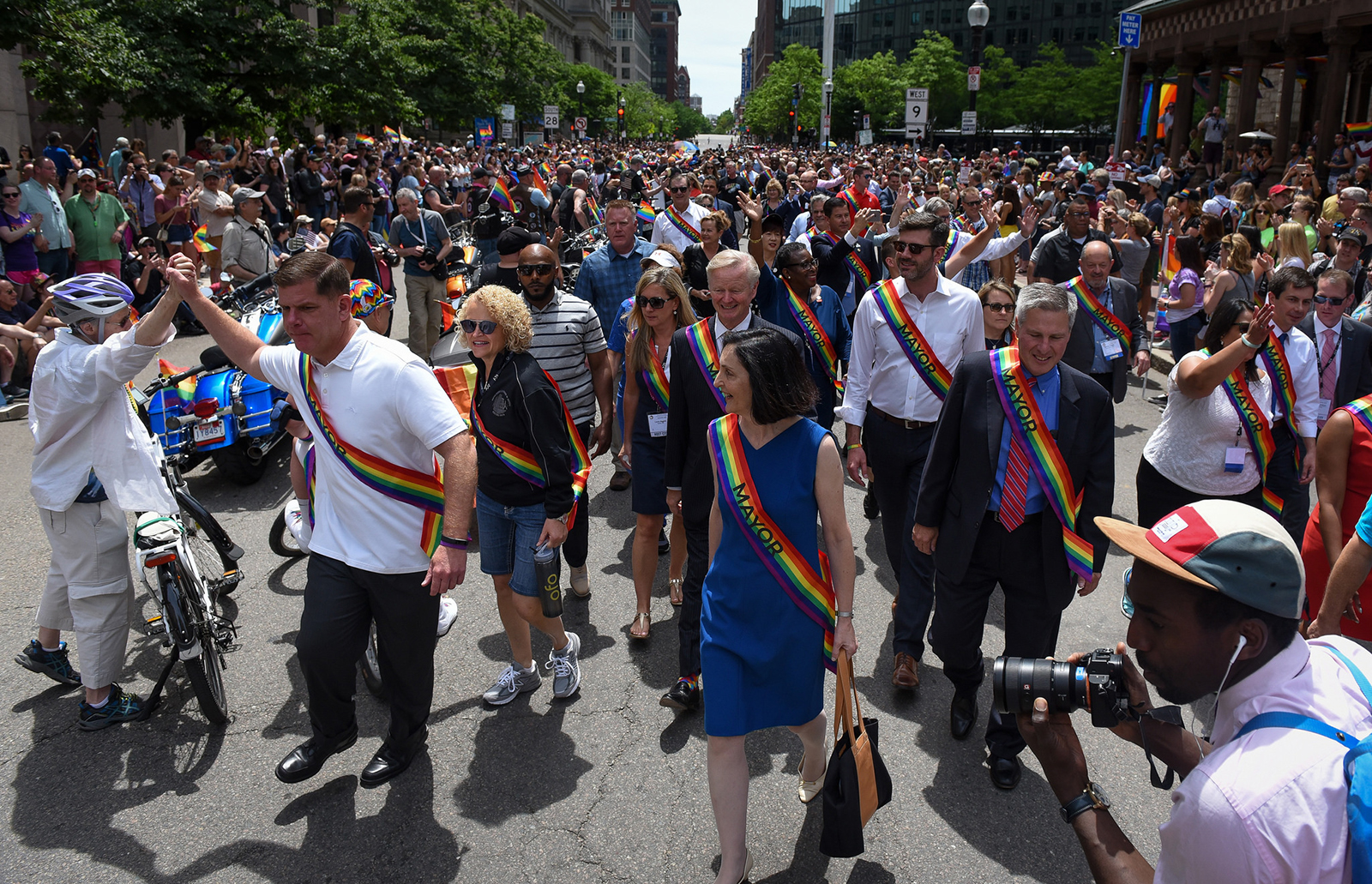 Image for mayor walsh was joined by more than 100 mayors from across the country as he marched in the annual gay pride parade in boston 