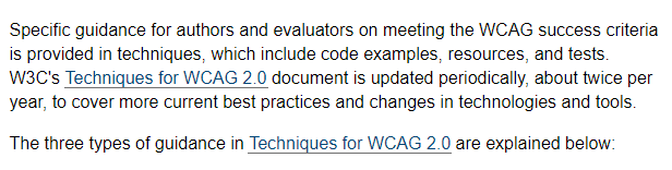 Image for an example of underlined links on the w3c website 