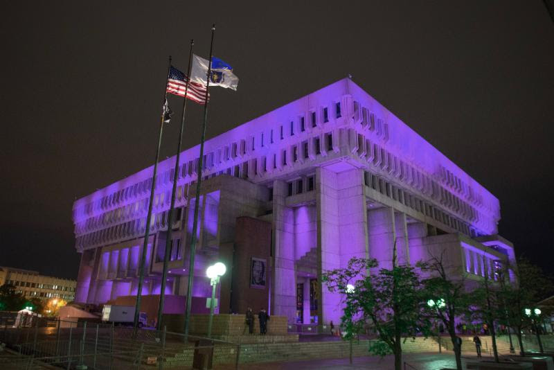 Image for city hall lit up for national recovery month