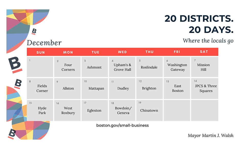 20 Districts in 20 Days calendar