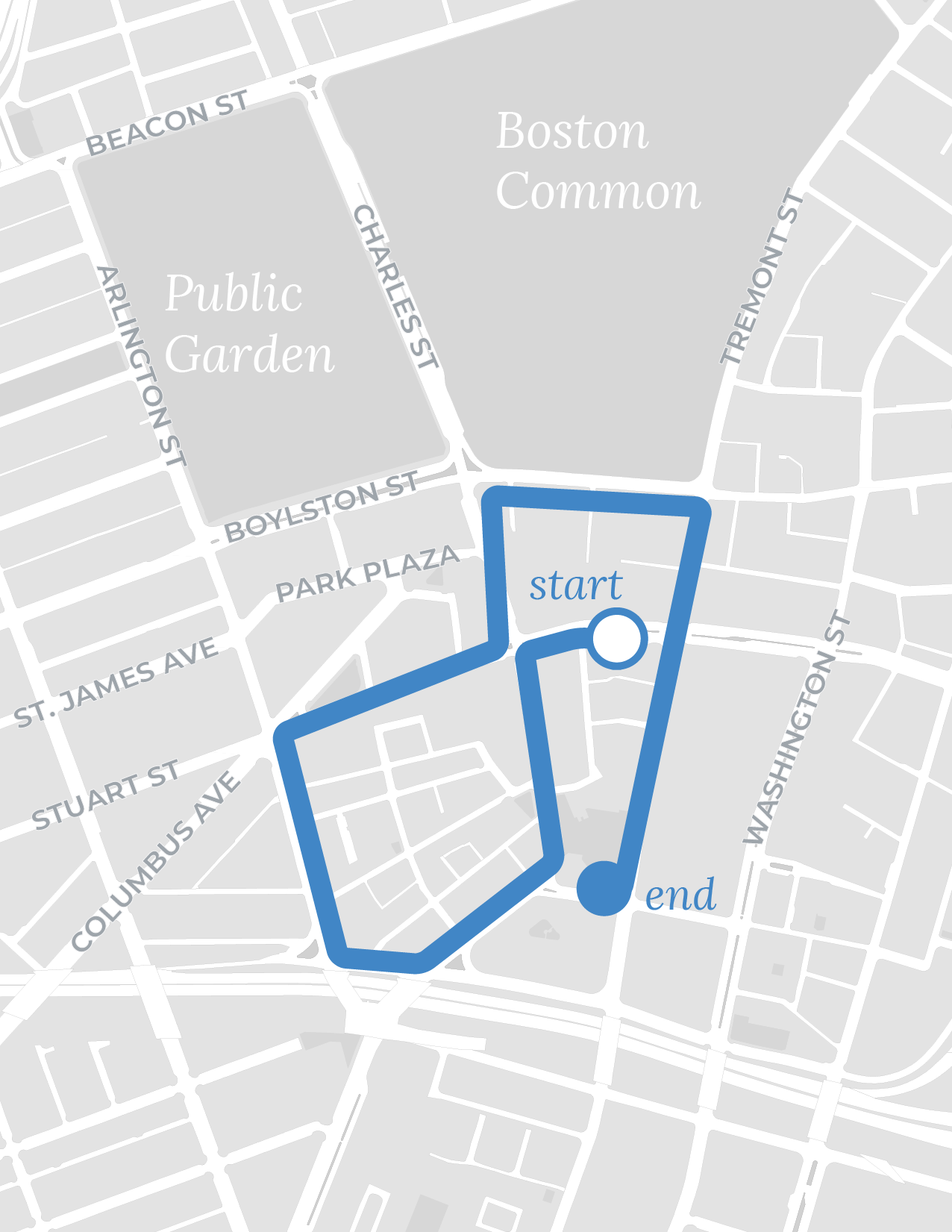 Bay Village/Chinatown walk route map