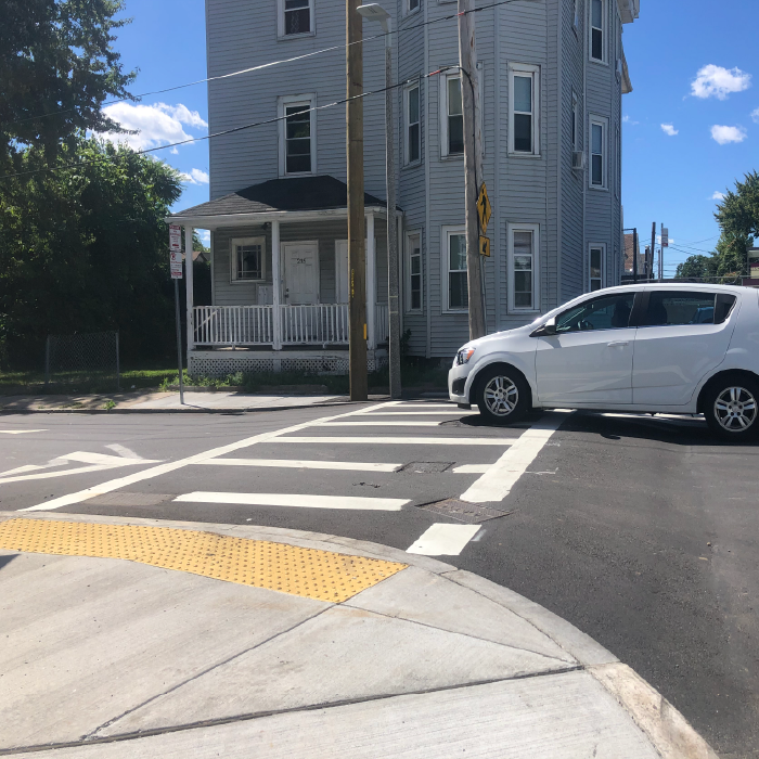 An image of a raised crosswalk on Norwell Street in Dorchester