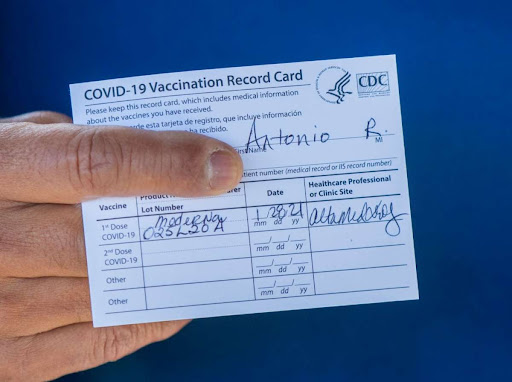 Sample COVID-19 vaccine card
