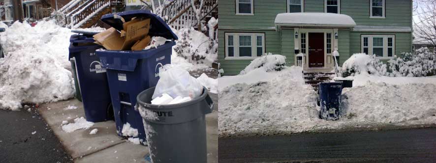 Proper placement of trash during snow