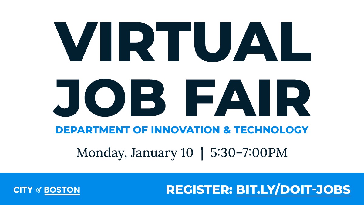 Virtual Job Fair Graphic with white and blue background