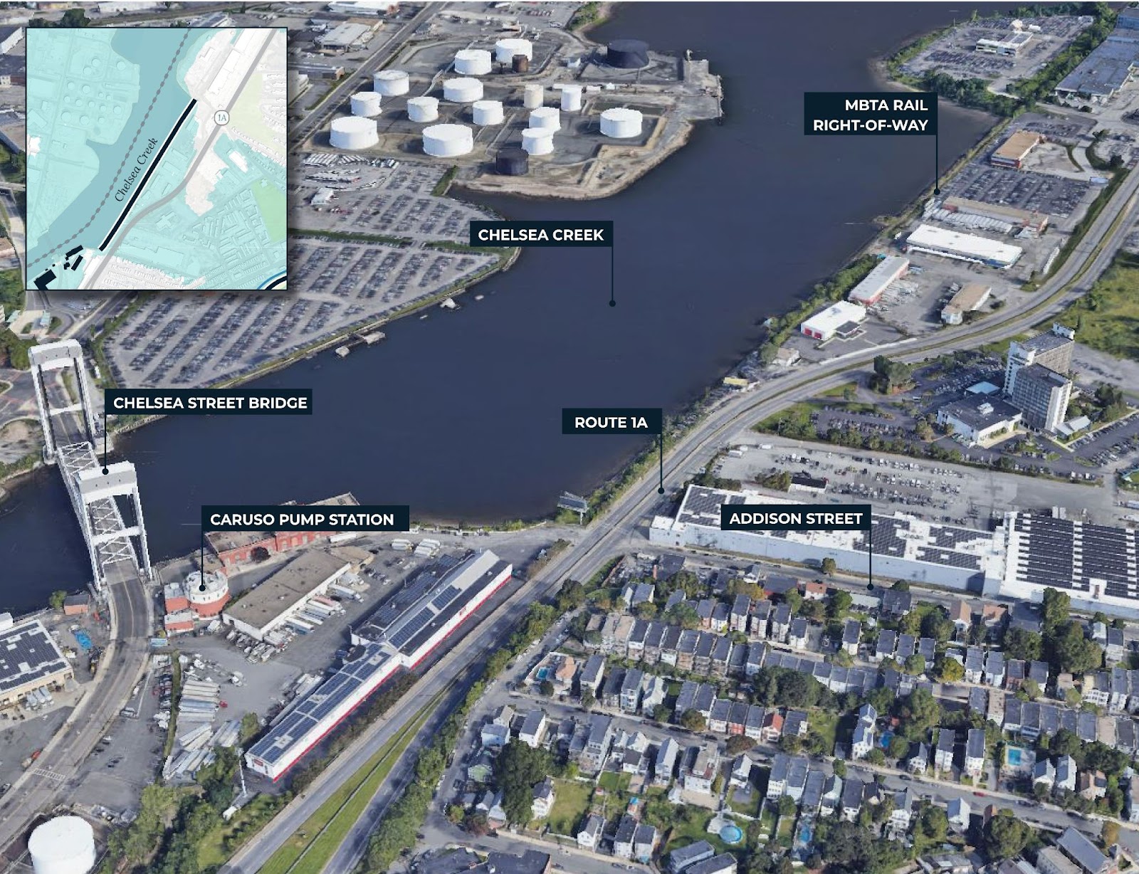 Route 1A Aerial Map in East Boston