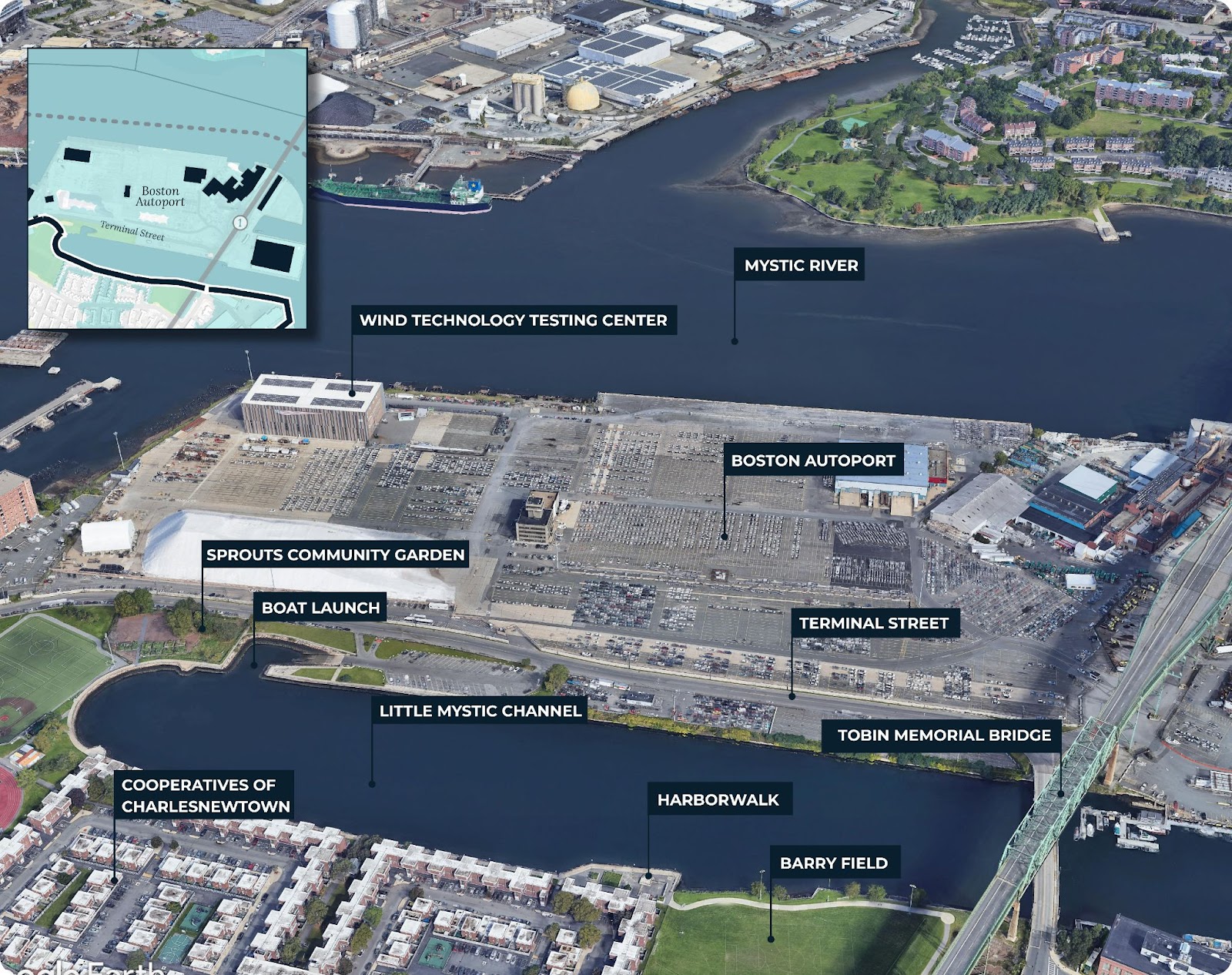 Terminal Street Boston Autoport Aerial Map