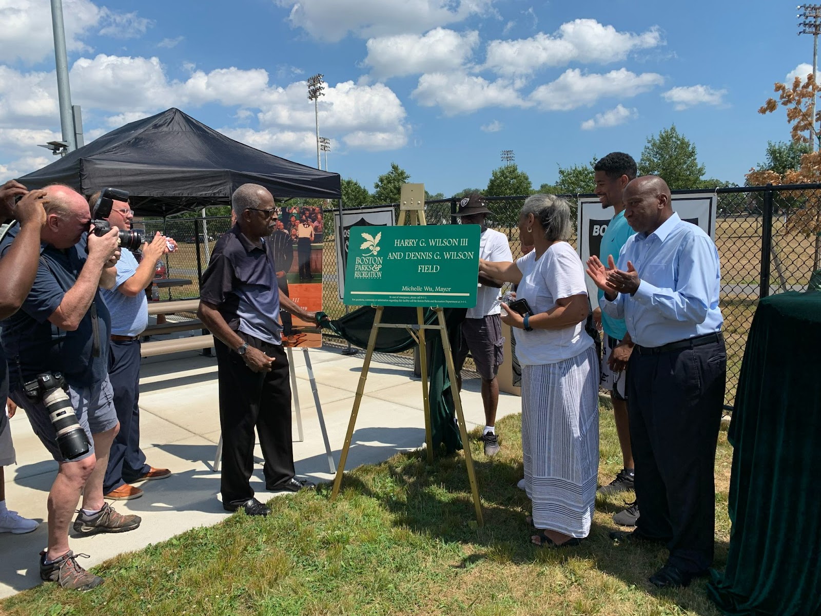 The football field at Harambee Park was dedicated in honor of Harry G. Wilson III and Dennis G. Wilson.