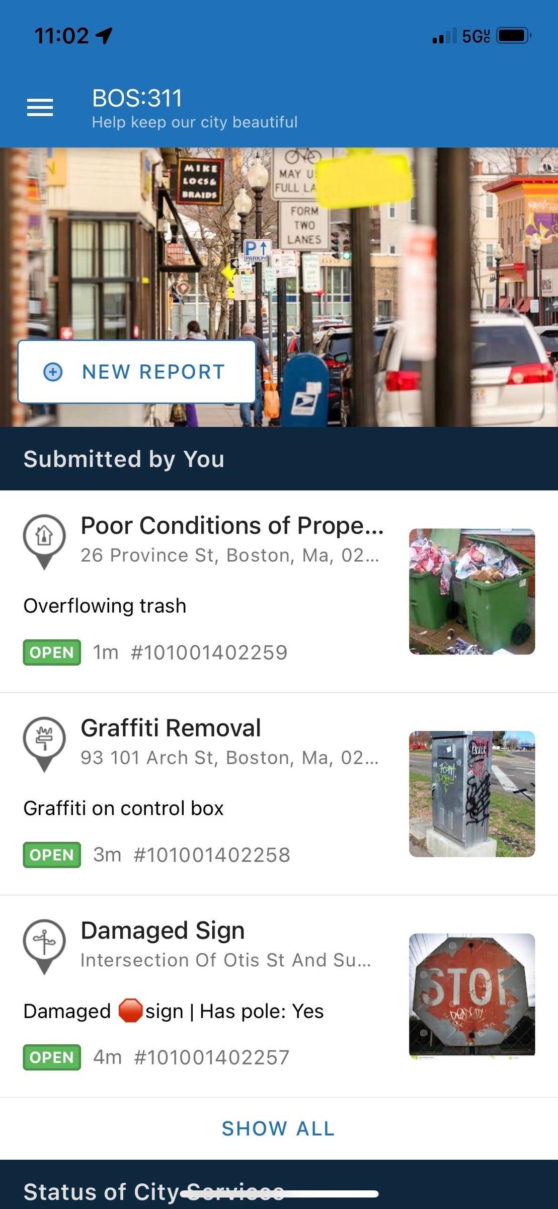 Boston 311 app screenshot