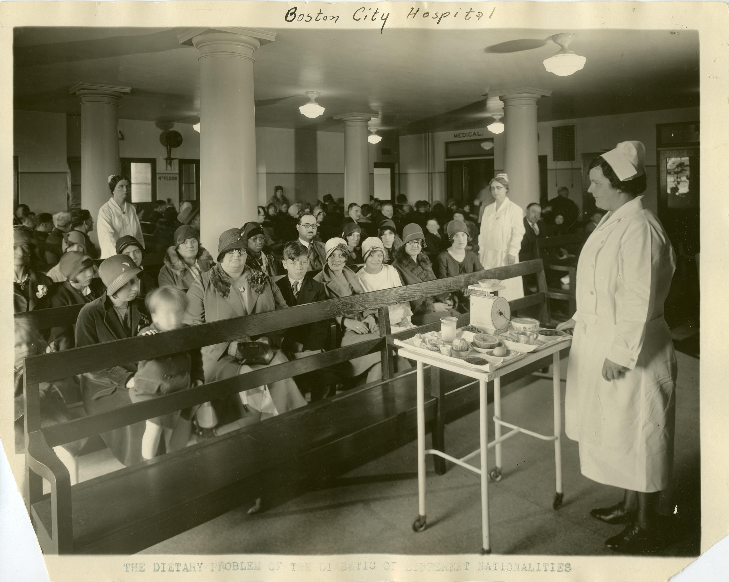 Nurse conducting diabetes education at Boston City Hospital, Boston City Archives