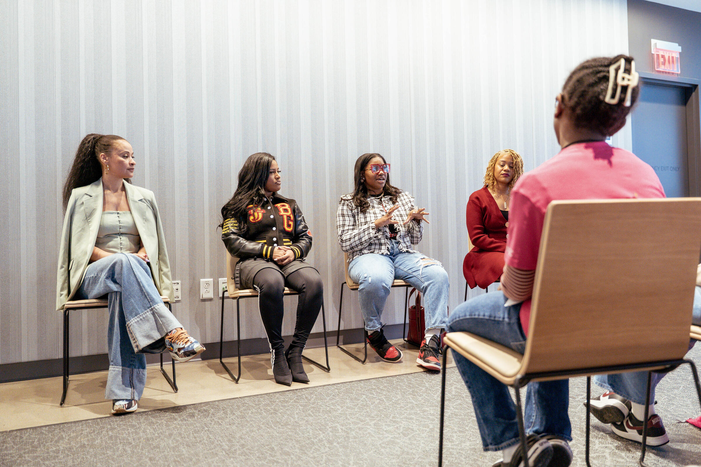Group of women talking in panel