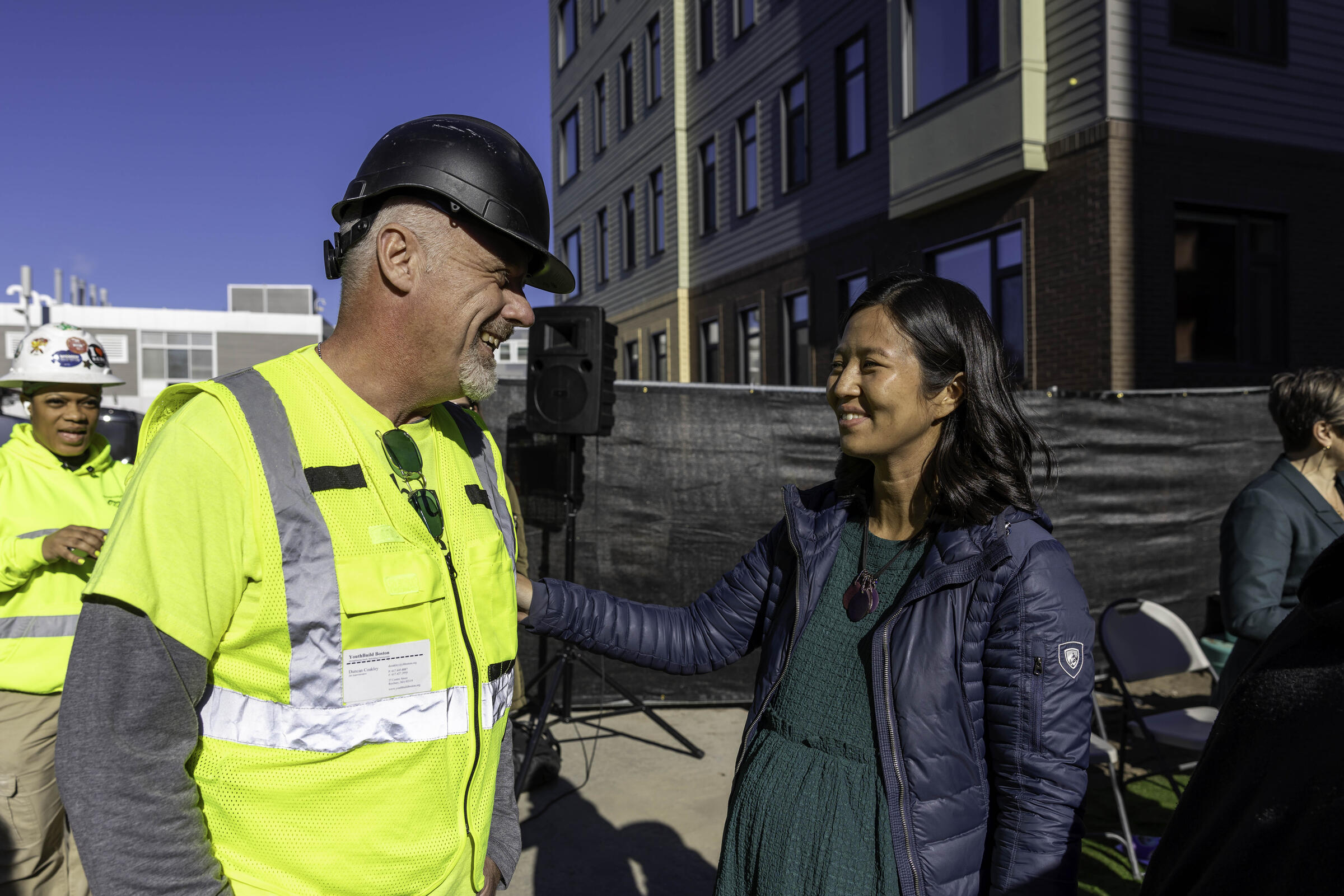 Mayor Wu with Construction Worker