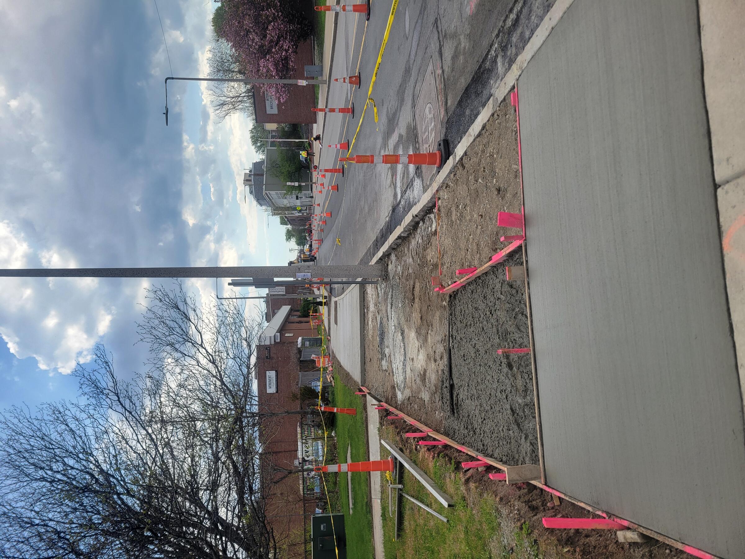 Medford Street sidewalk reconstruction in progress on May 4, 2026