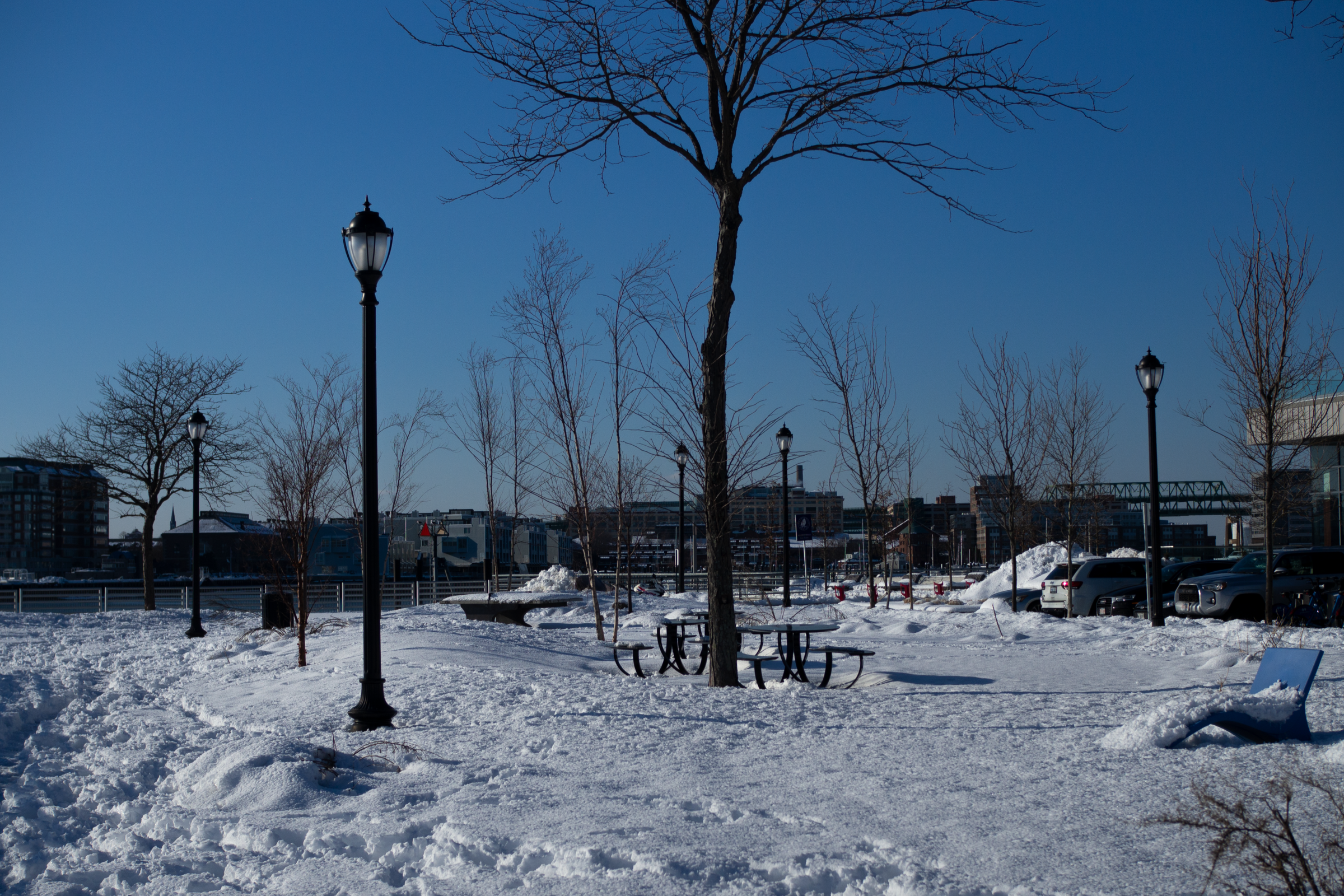 Winter street lights