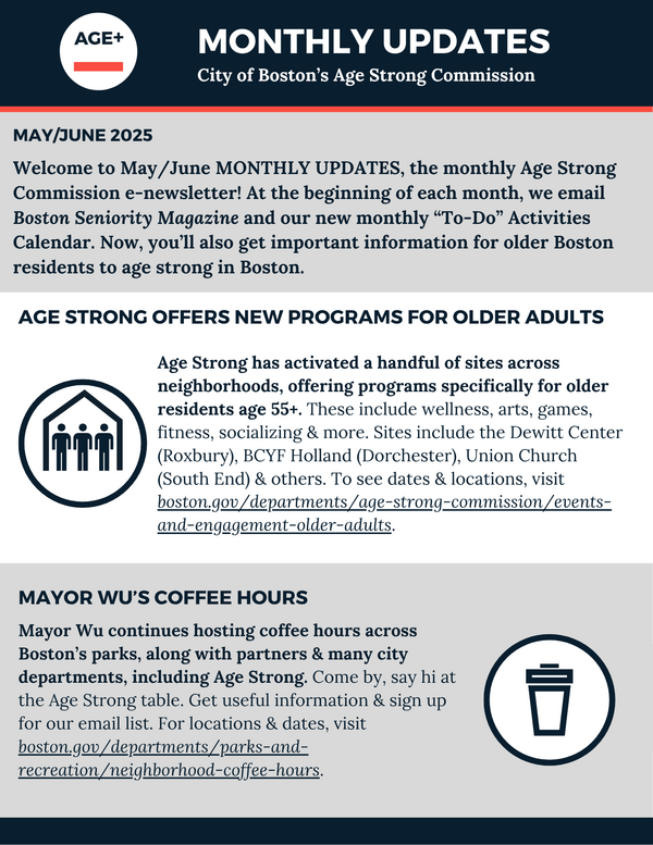 Front Page of Age Strong's May/June Monthly Updates
