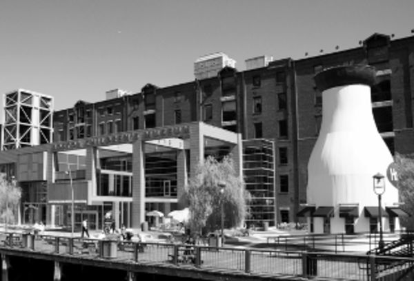 a black and white image of the Boston Children's Museum