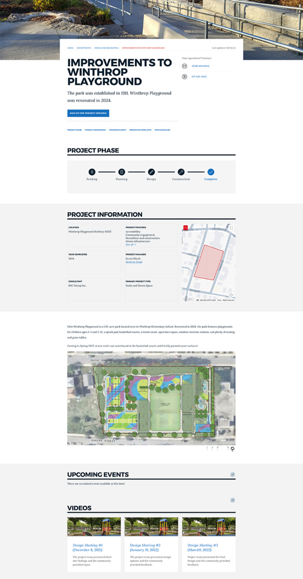 Screenshot of the Winthrop Playground Project page
