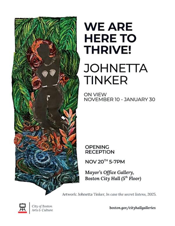 Flyer with details for "We Are Here to Thrive!" Opening Reception