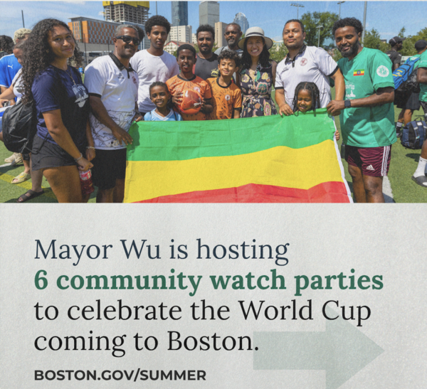 Mayor Wu is hosting 6 community watch parties to celebrate the world cup coming to Boston