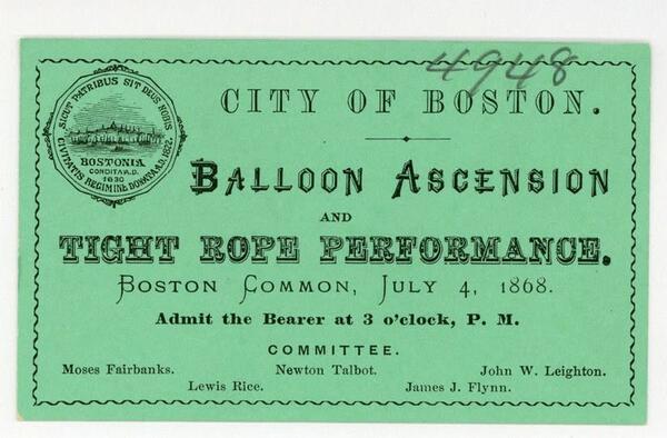 Ticket to balloon ascension, 1868