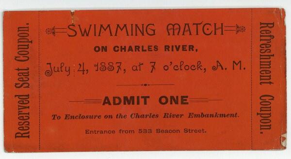 Ticket to swimming match, 1887