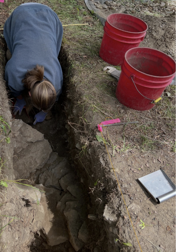 Photograph of Lower Part of Stone Wall Visible in Trench 1.