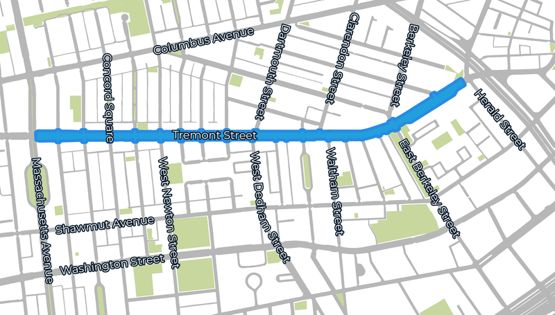 Tremont Street Design Project map