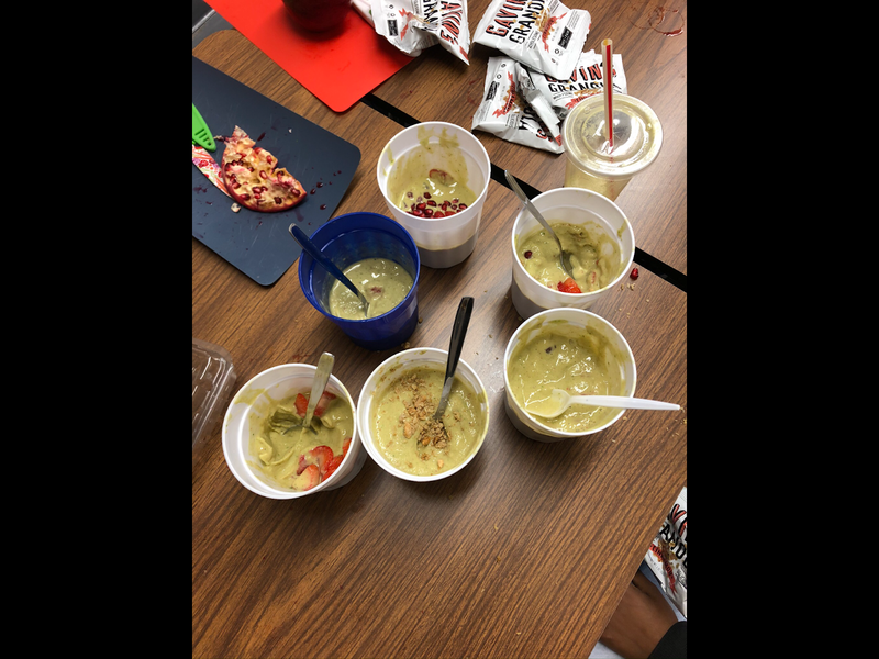 Collection of smoothie bowls made during the lunch of a Wellness Wednesday community time.