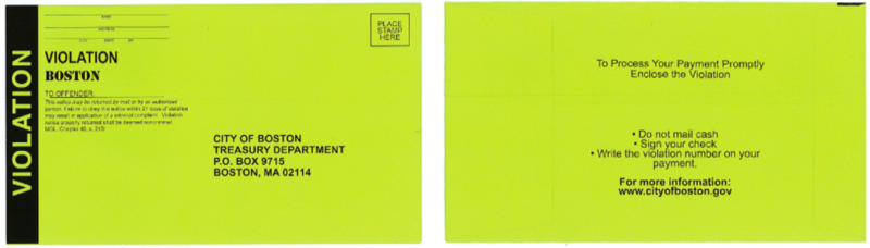 The original green ticket envelope