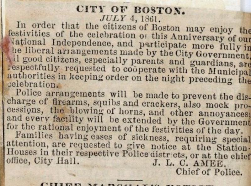 July 4 message in July 4, 1861 scrapbook, City Council Committee on Celebrations, Collection 0140.013, Boston City Archives, Boston