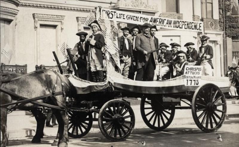 Postcard, parade float for Crispus Attucks, circa 1910, Charles H. Bruce Photographs (M180), University Library, Archives and Special Collections, Northeastern University