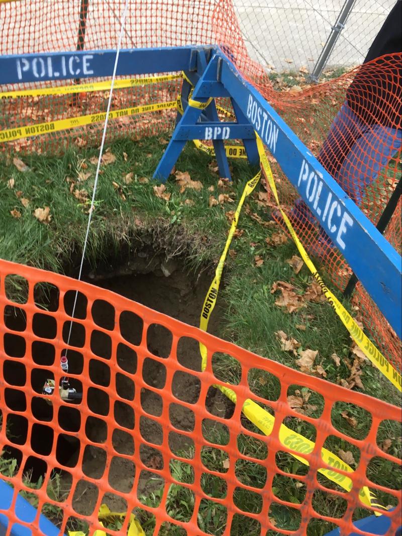 City archaeologists taped an iPhone and five LED flashlights to a paint roller attached to a rope, and lowered the rig into the hole to record video.