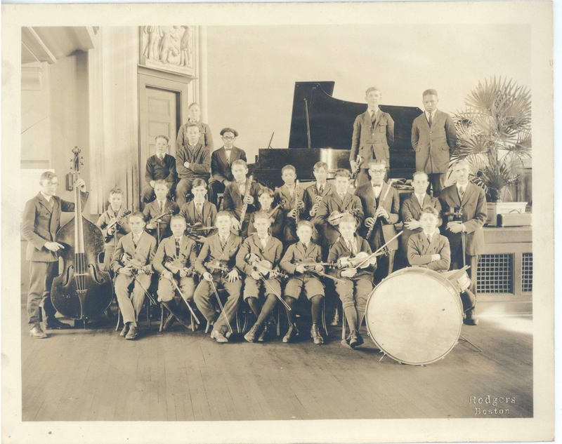 Junior Orchestra Club members at Mechanic Arts High School, 1925, Boston Technical High School photographs, Collection 0420.015, Boston City  Archive