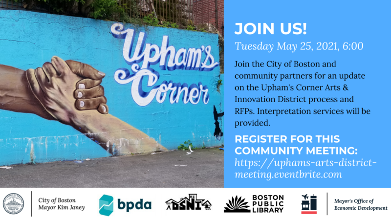 Upham's Corner community meeting flyer
