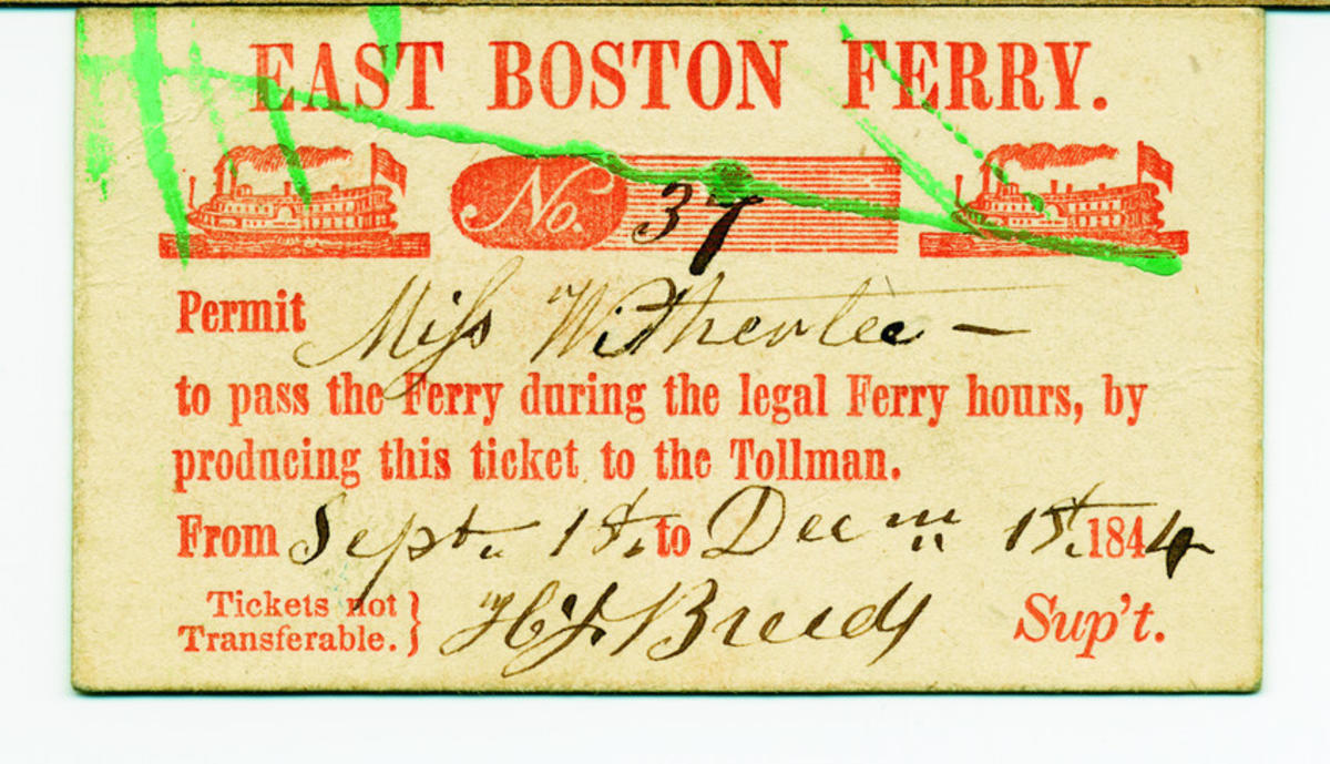Ticket for the East Boston Ferry, Boston, Mass., 1884
