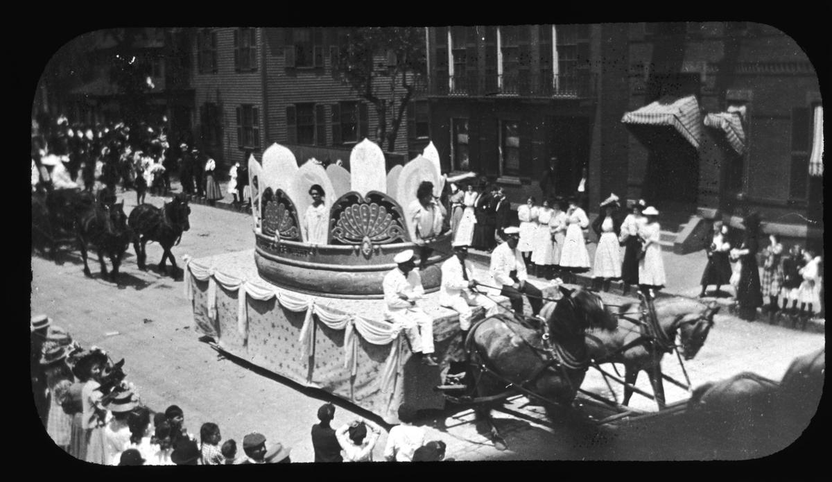 Boston Edison Light Co. float going down Bunker Hill Street (photo: Wolcott Cutler), Boston Public Library