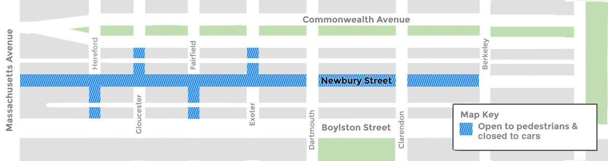 Street closure map for Open Newbury Street