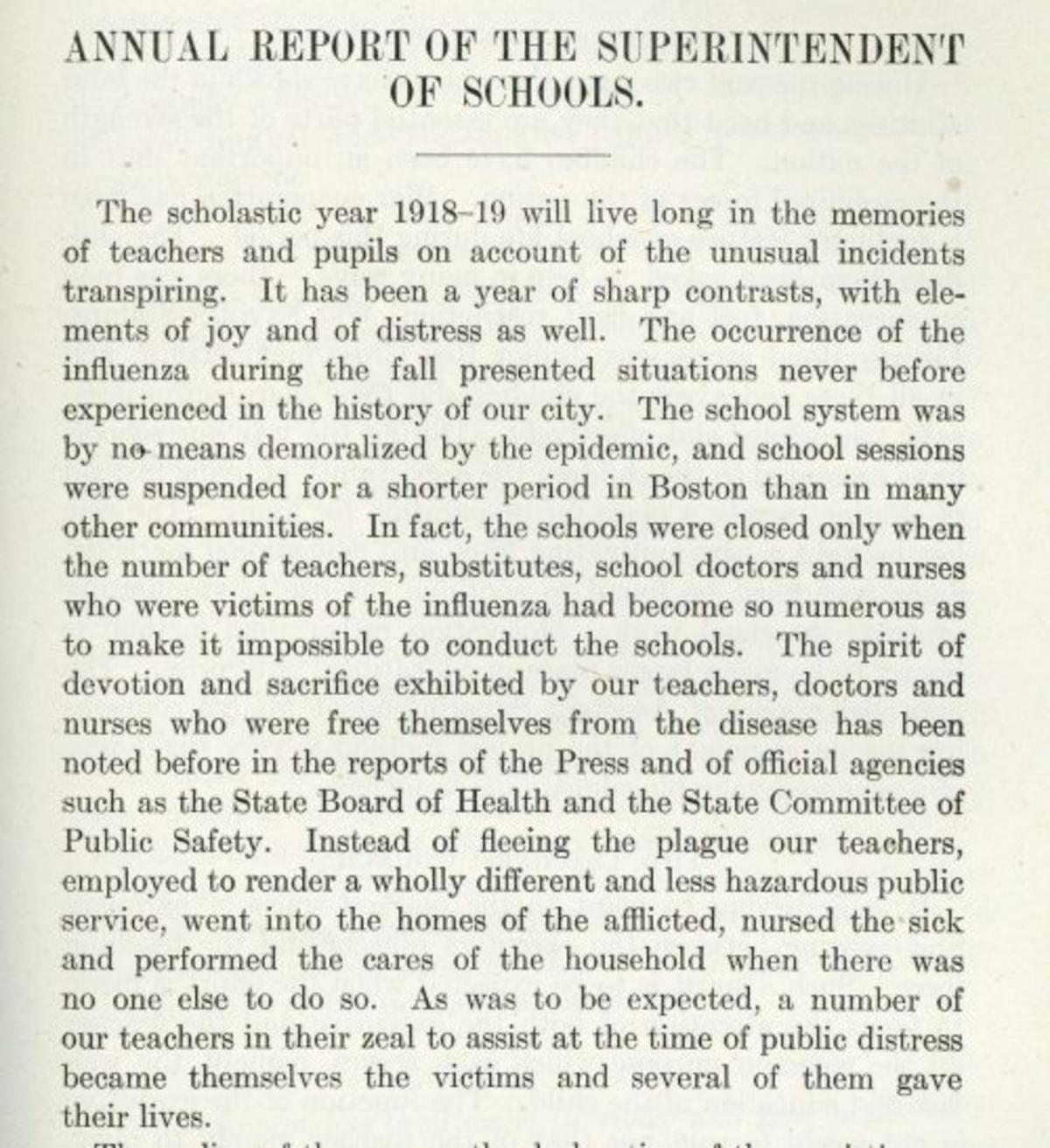 A report about the Spanish flu in Boston