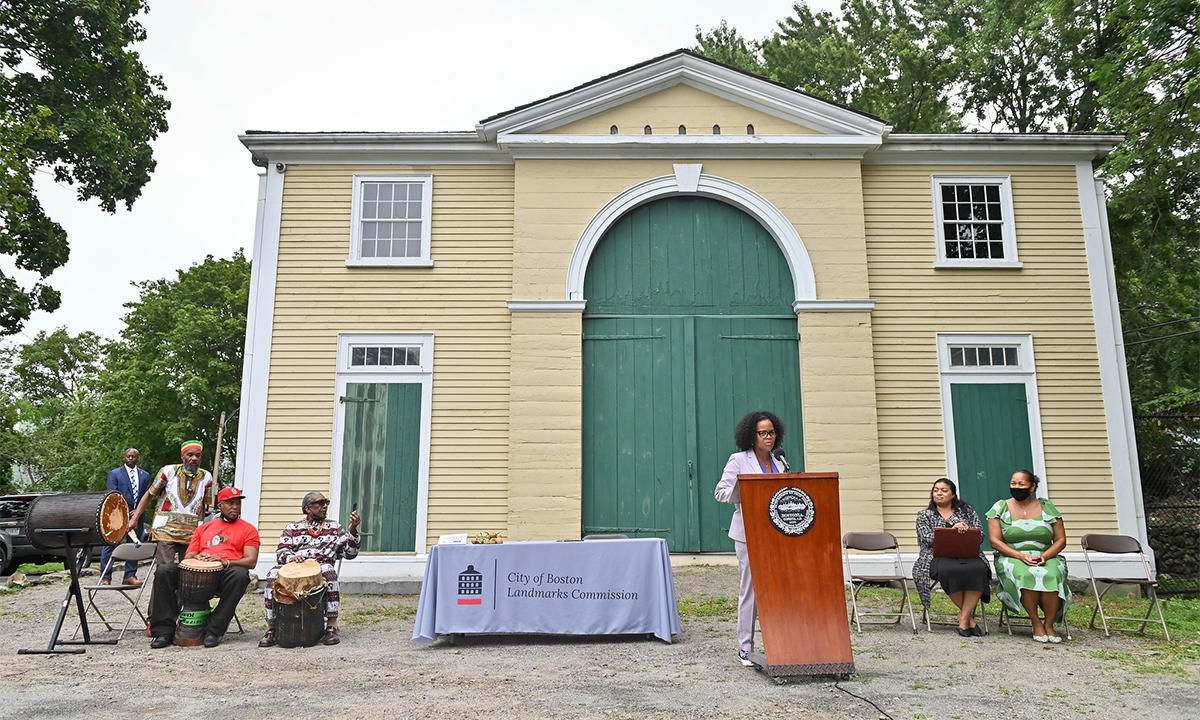 Mayor Kim Janey joined residents, local leaders, and members of the Boston Landmark Commission for the official sign off of "Historical Landmark" status for the Shirley-Eustis House in Roxbury.