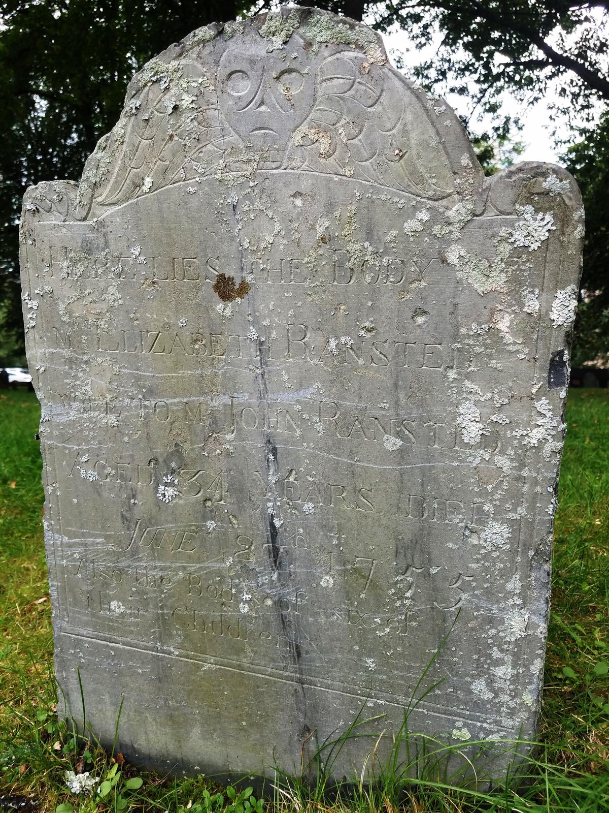The gravestone of Elizabeth Ransted