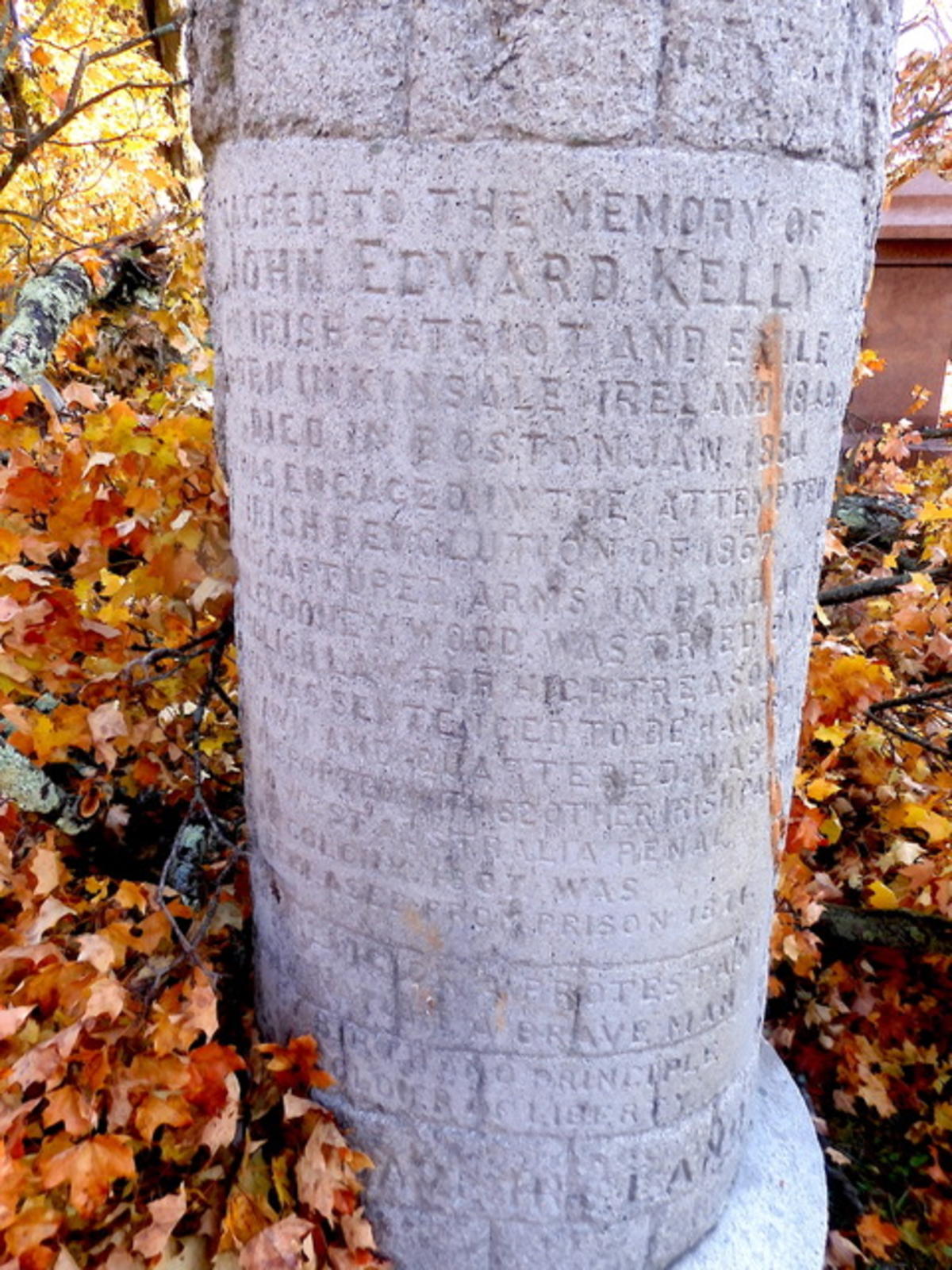 John Edward Kelly inscription