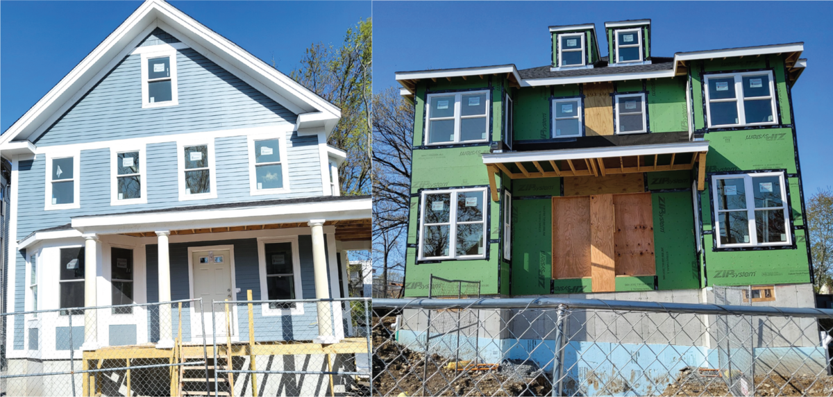 Nearly completed construction of 9 Leston Street and 63 & 65 Violet Street.